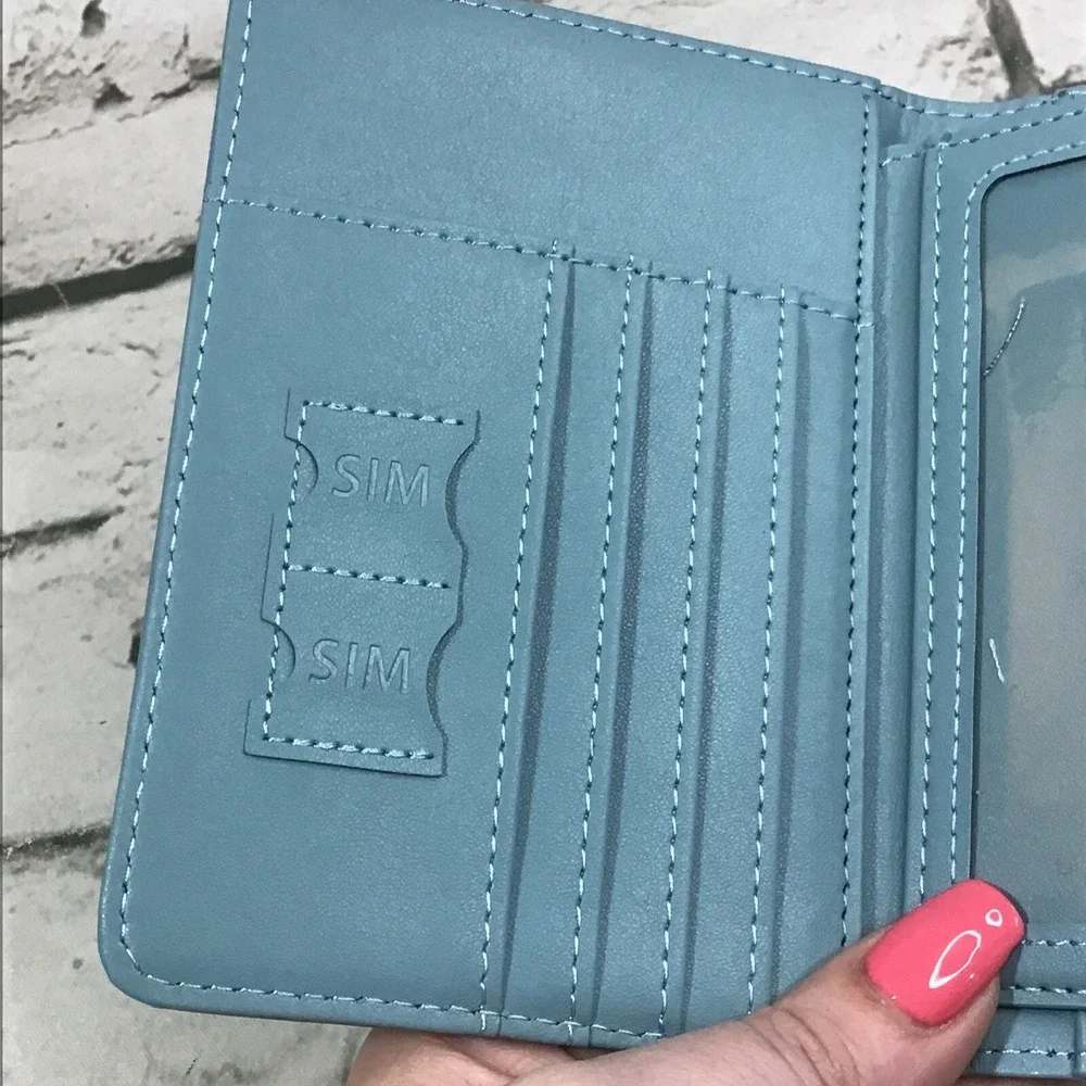 Melsbrinna Passport Case Card Slots Travel ID Document Holder Light Blue Travel